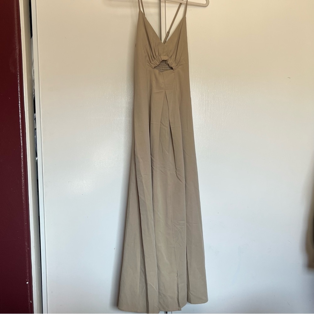 Elegant Tan Maxi Dress